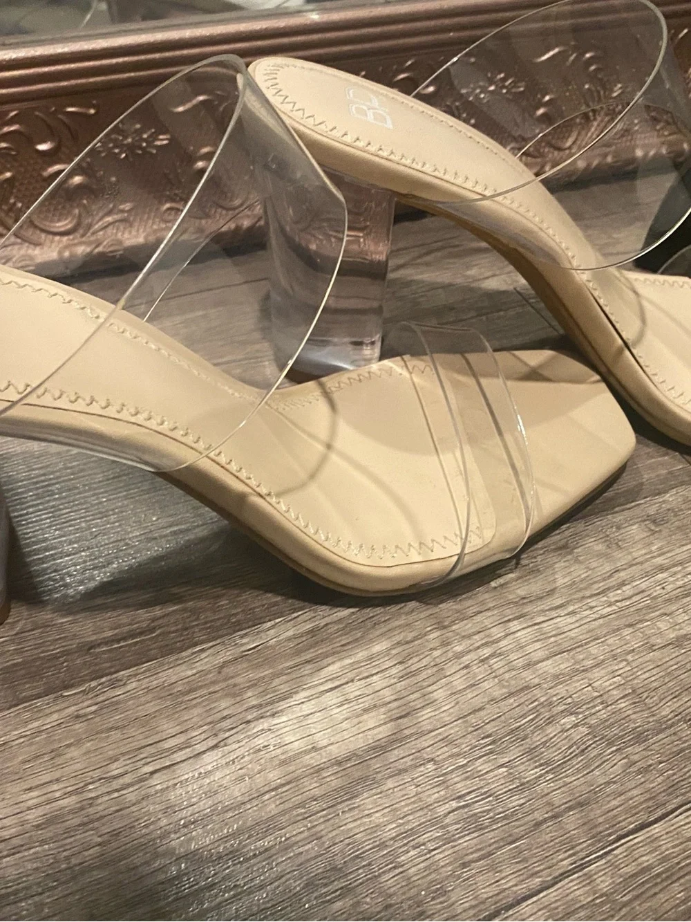 Nordstrom Clear-Strap Nude Block Heel Mule - Picture 2 of 6
